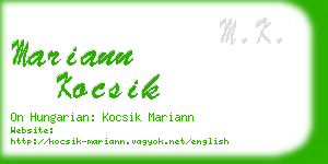 mariann kocsik business card